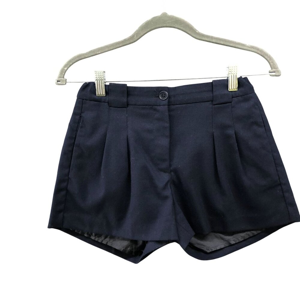 Crewcuts Pleated Wool Dress Shorts Girls Size 14 Navy Blue Youth